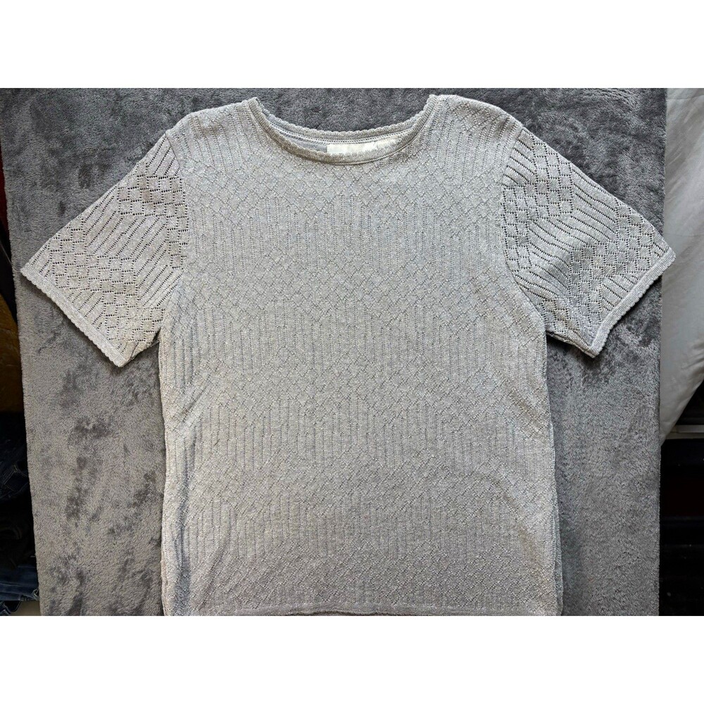 Alfred Dunner Women's Silver Metallic Knit Pullover Sweater Crew Neck M
